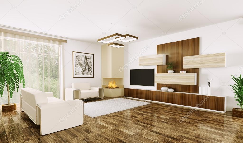 Interior of modern living room 3d