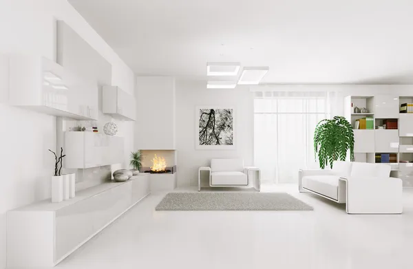 Bianco soggiorno interno 3d — Foto Stock