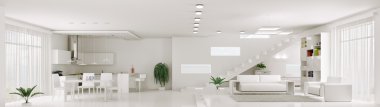 Iç beyaz daire panorama 3d render
