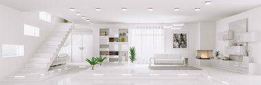 beyaz daire panorama İçişleri 3d render