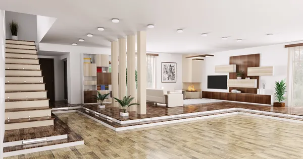 Interior of apartment panorama 3d render — Stock Photo, Image