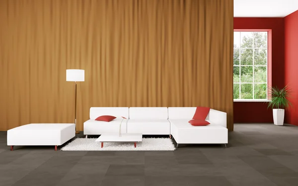 Modernes Interieur mit Sofa 3D-Render — Stockfoto