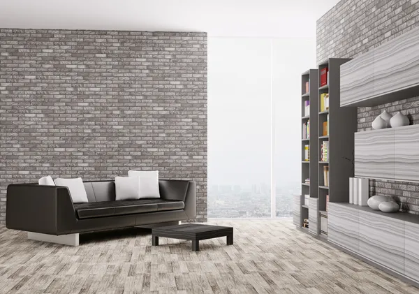 Interior de la sala de estar moderna 3d — Foto de Stock