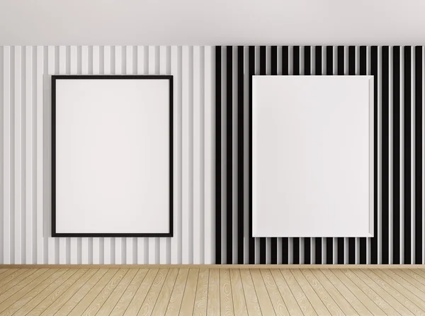 Interior com molduras brancas e pretas — Fotografia de Stock