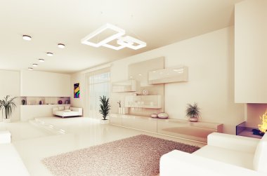 İç modern yaşam Oda 3d