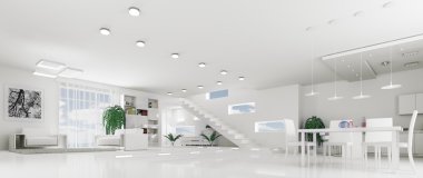 İç modern beyaz daire panoramik