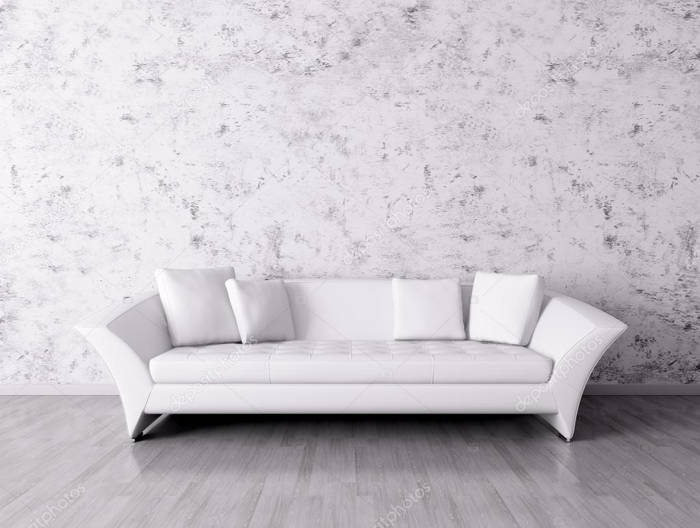 Modern interior with white sofa
