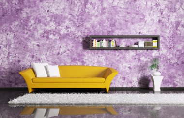 iç kanepe ve bookshelf