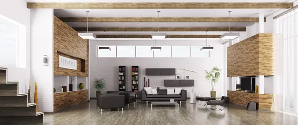 Interior of modern living room panorama — Stock Photo, Image