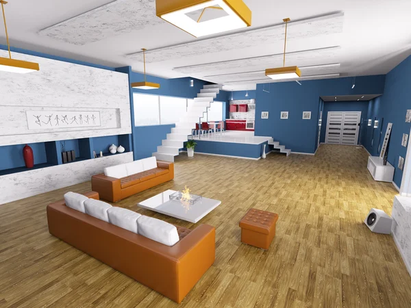 Interno di appartamento moderno rendering 3d — Foto Stock