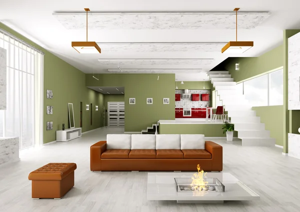 Interior of modern apartment 3d render — Stock Photo, Image