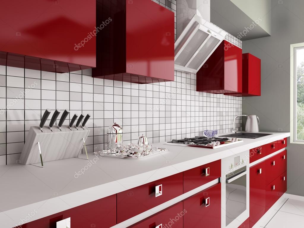 Modern piros konyha belsÅ 3d — stock fotó © scovad #41705513