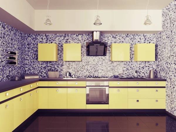 Moderní kuchyň interiér 3d — Stock fotografie