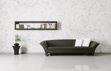 iç kanepe ve bookshelf