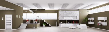 İç modern daire panorama 3d render