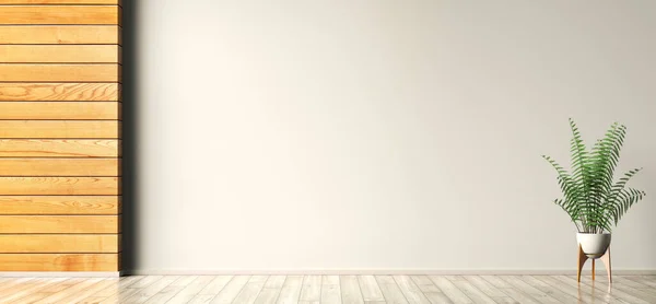 Empty Room Interior Background Wooden Paneling Wall Copy Space Beige — Stock Photo, Image