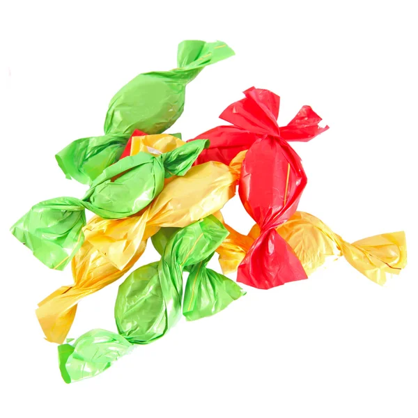 Candy in colored wrapper isolated on white — Stock Photo, Image