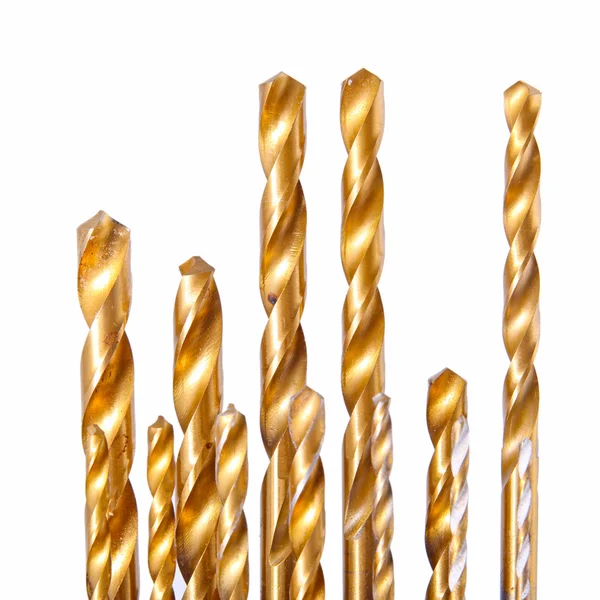 Drill bits set isolated on the white background — Stock Photo, Image