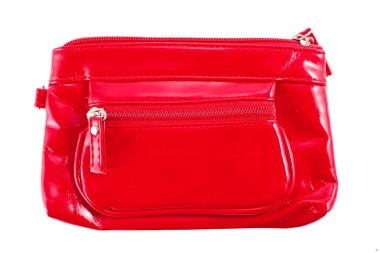 beyaz izole güzel kırmızı makyaj çantası