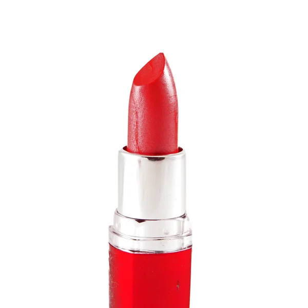 Lápiz labial rojo brillante aislado en blanco — Foto de Stock