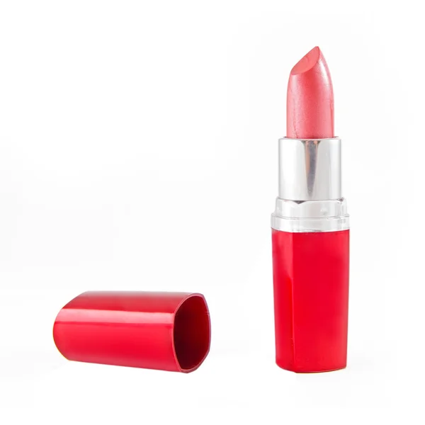 Lápiz labial rojo brillante aislado en blanco —  Fotos de Stock