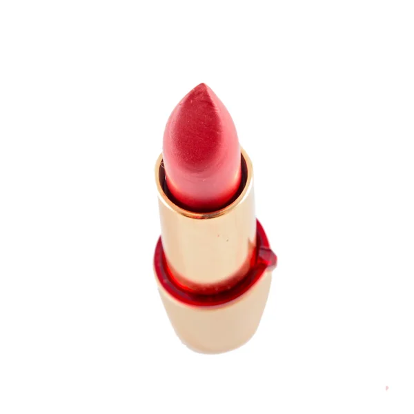 Lápiz labial rojo brillante aislado en blanco —  Fotos de Stock