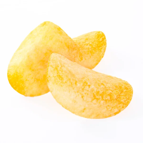 Aardappel chips geïsoleerd op witte achtergrond — Stockfoto