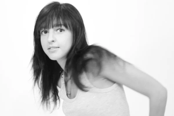 Retrato de mujer hermosa, blanco y negro — Foto de Stock