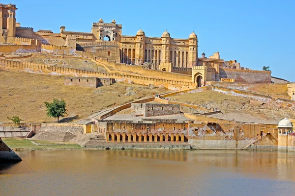 Jaipur şehir Hindistan yakınındaki güzel amber fort. Rajasthan — Stok fotoğraf