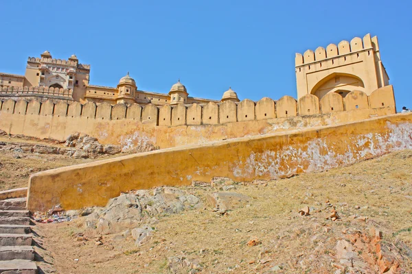 Jaipur şehir Hindistan yakınındaki güzel amber fort. Rajasthan — Stok fotoğraf