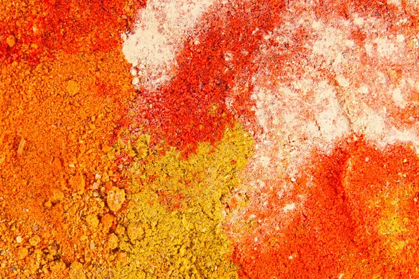 Various colourful spices of india close up background — Stock Photo, Image