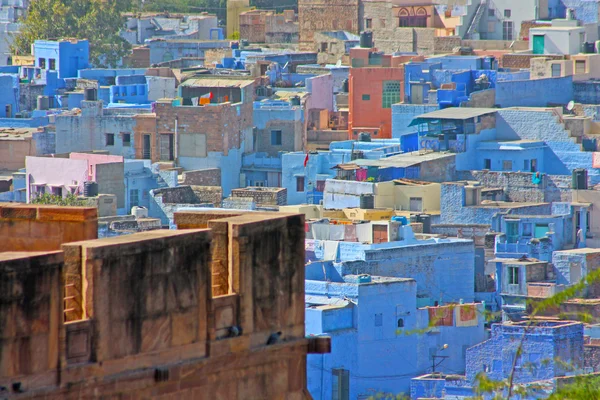 Modrá domy hinduistické brahmin kasty, jodhpur, rajasthan — Stock fotografie