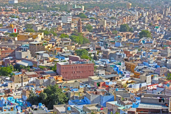 Blauwe huizen van de hindoe Brahmaanse kaste, jodhpur, rajasthan — Stockfoto