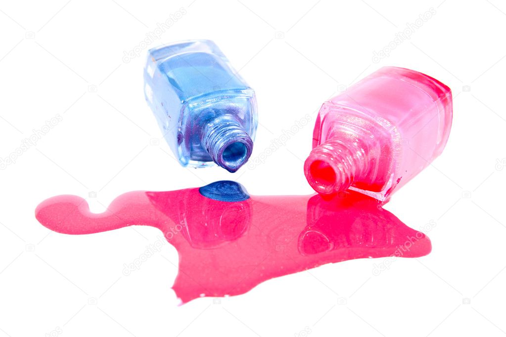 Bottles with spilled nail polish over white background Stock Photo by ©Alexandra Lande 13251693