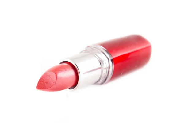 Lápiz labial rojo brillante aislado en blanco — Foto de Stock