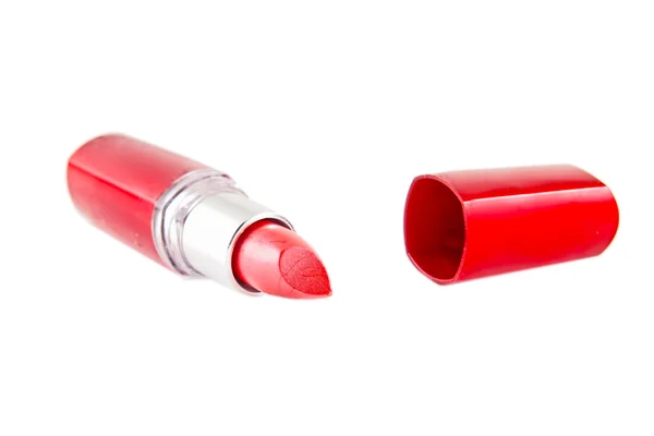 Lápiz labial rojo brillante aislado en blanco — Foto de Stock