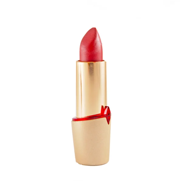 Lápiz labial rojo brillante aislado en blanco — Foto de Stock