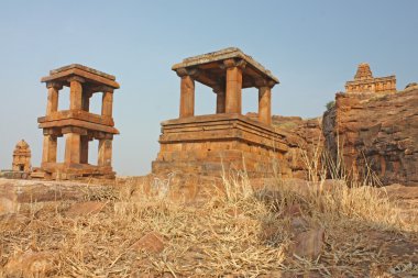 Fort badami, karnataka, Hindistan, Asya, kayalık dağ ve mağara tapınaklar üstüne