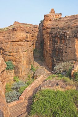 Fort badami, karnataka, Hindistan, Asya, kayalık dağ ve mağara tapınaklar üstüne