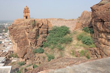 Fort badami, karnataka, Hindistan, Asya, kayalık dağ ve mağara tapınaklar üstüne
