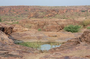 Fort badami, karnataka, Hindistan, Asya, kayalık dağ ve mağara tapınaklar üstüne