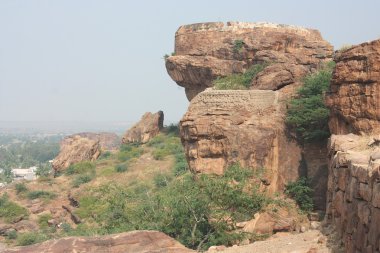 Fort badami, karnataka, Hindistan, Asya, kayalık dağ ve mağara tapınaklar üstüne