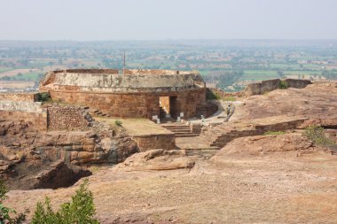 Fort badami, karnataka, Hindistan, Asya, kayalık dağ ve mağara tapınaklar üstüne