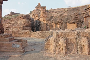Fort badami, karnataka, Hindistan, Asya, kayalık dağ ve mağara tapınaklar üstüne
