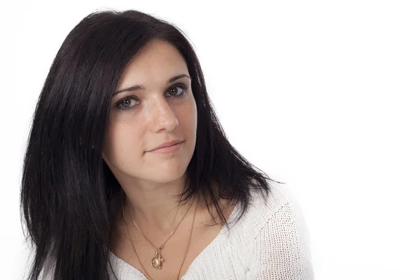 Portret of young woman with black hair — Stock Photo, Image