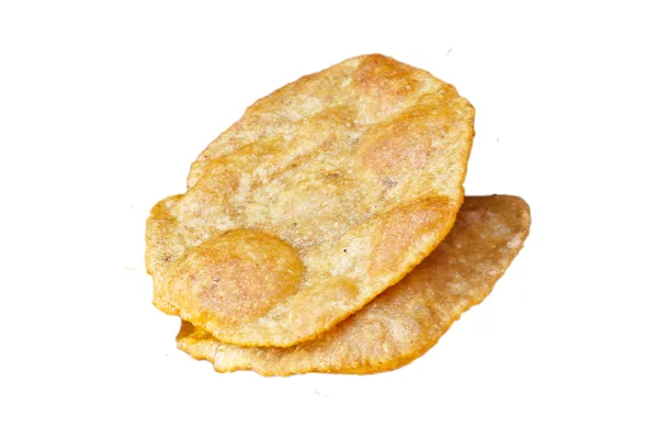 Puri (poori), pane indiano, isolato sullo sfondo bianco — Foto Stock