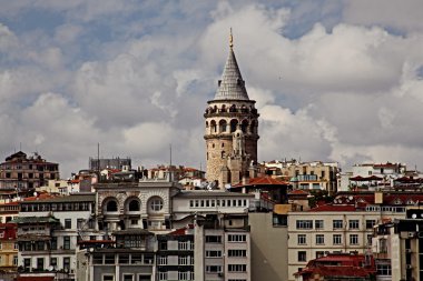 Sana, galata Kulesi ile istanbul 'un görünümü günbatımı Zamanı
