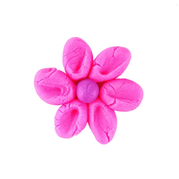Pink flower made from child play's plasticine — Stock Photo, Image