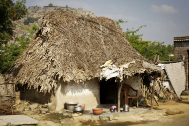 tipik Hint kil binalar Köyü yakınındaki tiruvanamalai, tamil nadu, Hindistan