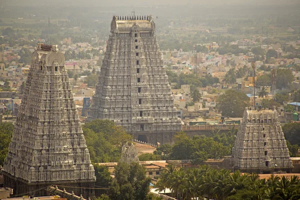 Stadtansicht der Stadt und des großen Tempels in tiruvanumalai, tamilnadu, Indien — Stockfoto